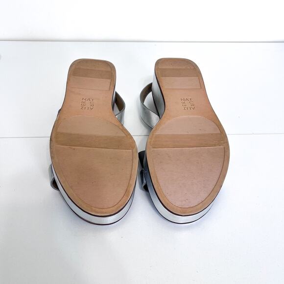 Naturalizer Comfort Platform Womens Sandals Size 7M Silver Leather Open Toe - Picture 5 of 10